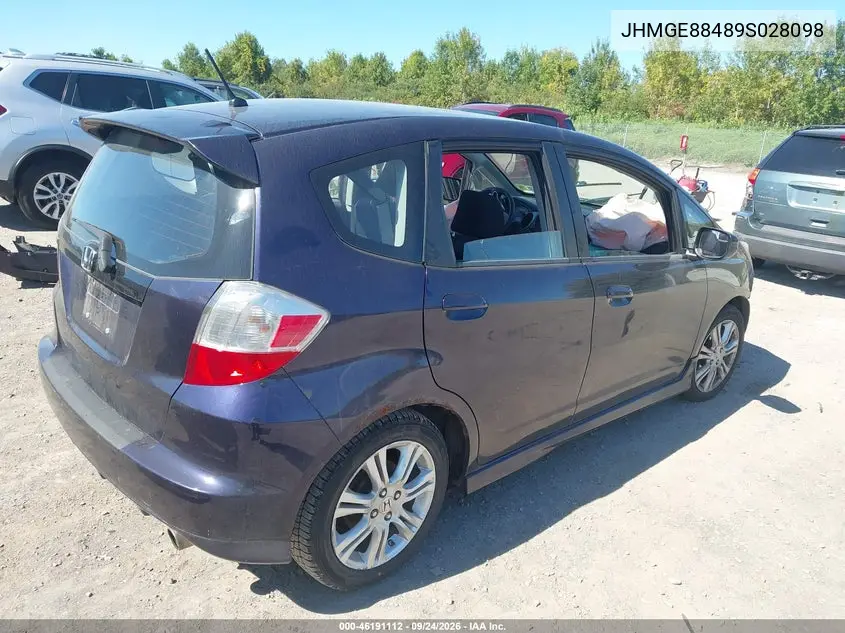 2009 HONDA FIT VIN JHMGE88489S028098 — фото 4