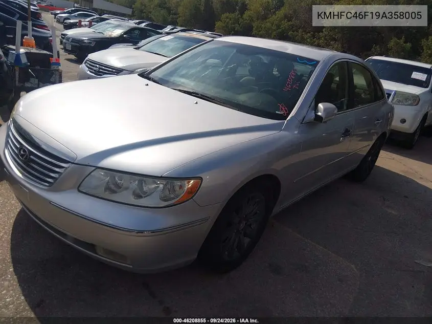2009 HYUNDAI AZERA VIN KMHFC46F19A358005 — фото 2