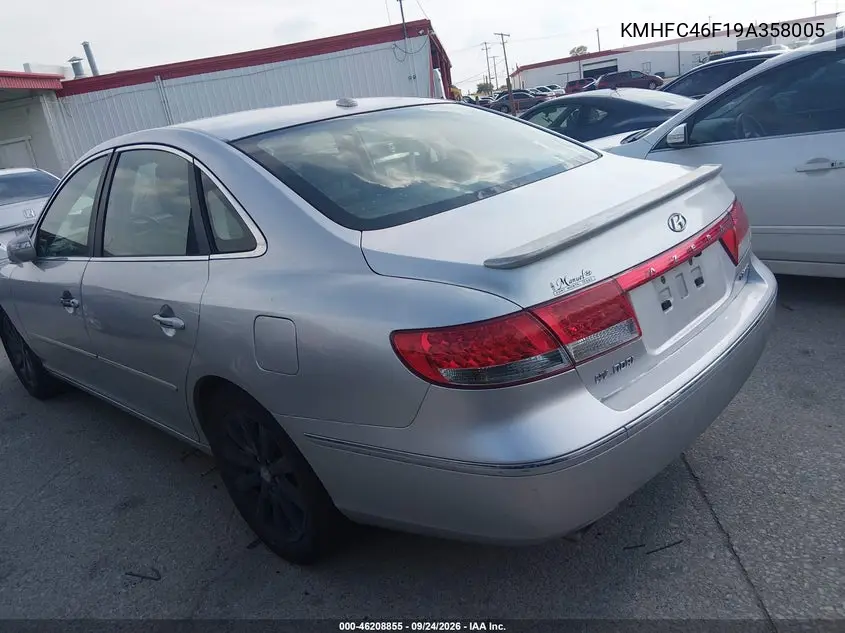 2009 HYUNDAI AZERA VIN KMHFC46F19A358005 — фото 3