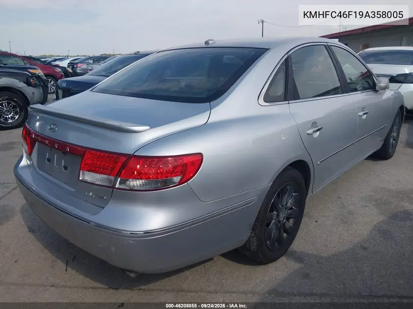 2009 HYUNDAI AZERA VIN KMHFC46F19A358005 — фото 4