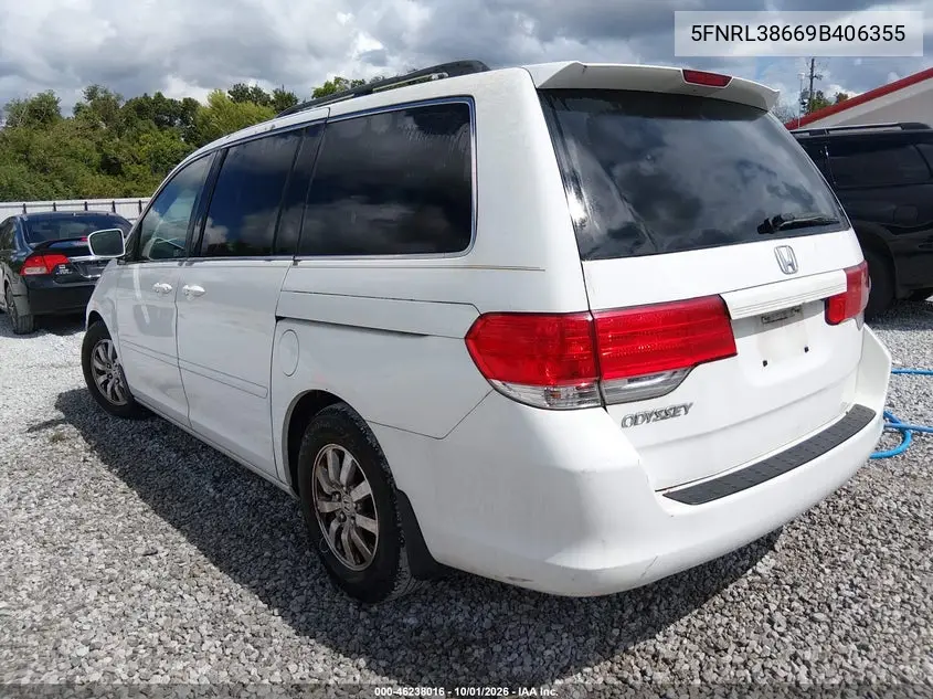 2009 HONDA ODYSSEY VIN 5FNRL38669B406355 — фото 3