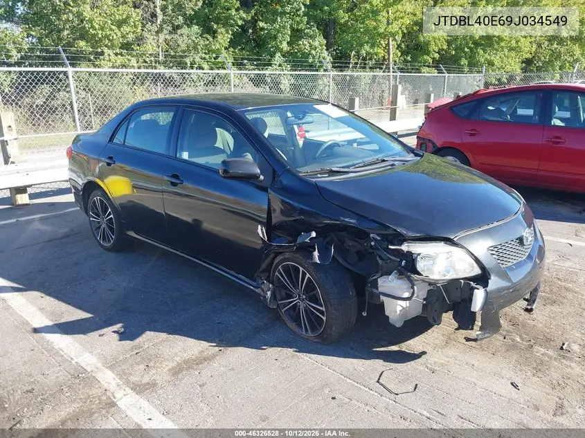 TOYOTA COROLLA 2009, VIN JTDBL40E69J034549