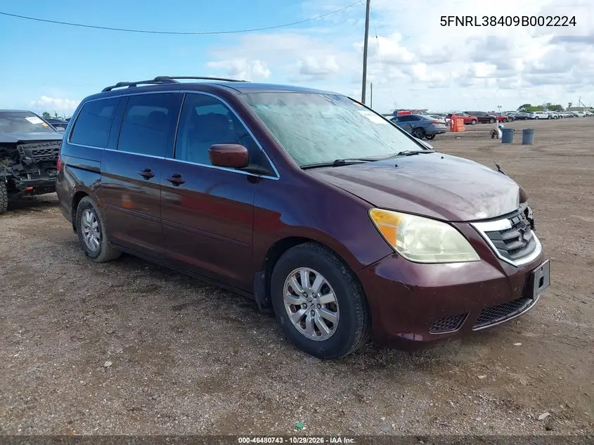 HONDA ODYSSEY 2009, VIN 5FNRL38409B002224