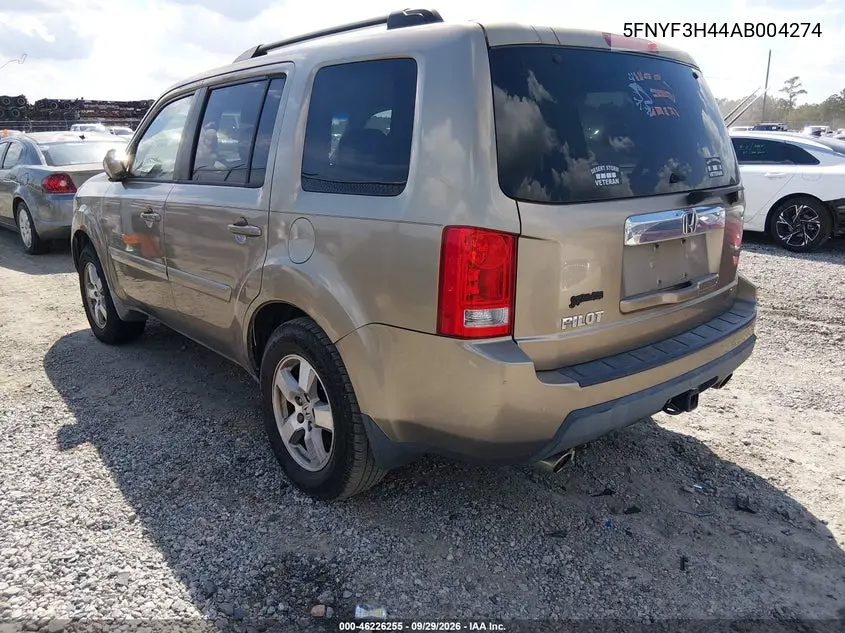 2010 HONDA PILOT VIN 5FNYF3H44AB004274 — фото 3