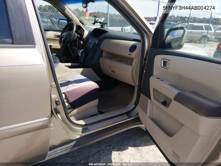 2010 HONDA PILOT VIN 5FNYF3H44AB004274 — фото 5