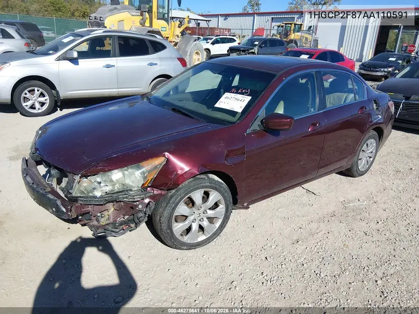 2010 HONDA ACCORD VIN 1HGCP2F87AA110591 — фото 2