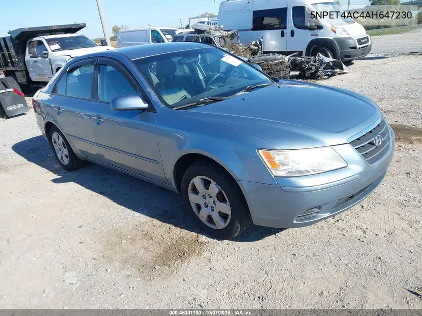 HYUNDAI SONATA 2010, VIN 5NPET4AC4AH647230