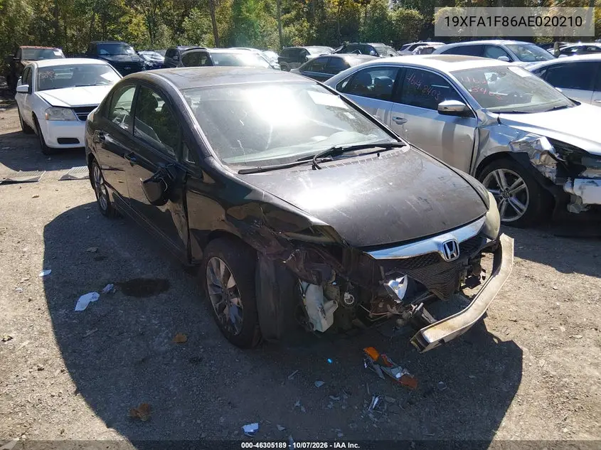HONDA CIVIC 2010, VIN 19XFA1F86AE020210