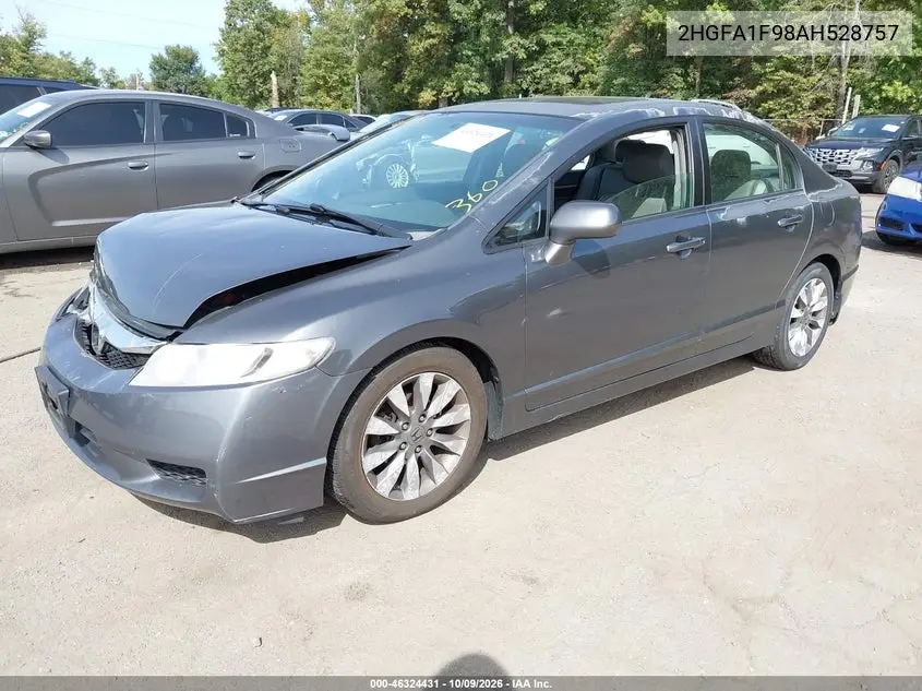 2010 HONDA CIVIC VIN 2HGFA1F98AH528757 — фото 2
