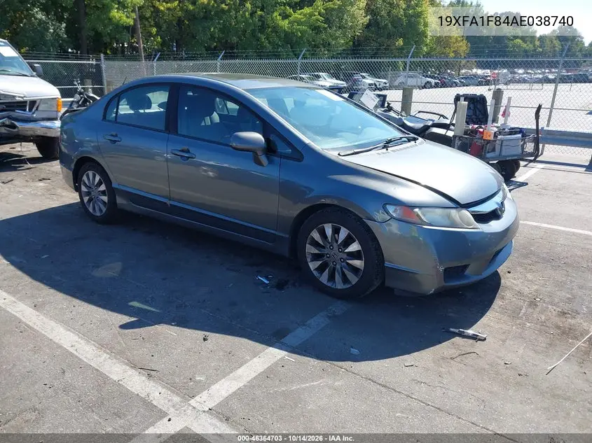 HONDA CIVIC 2010, VIN 19XFA1F84AE038740