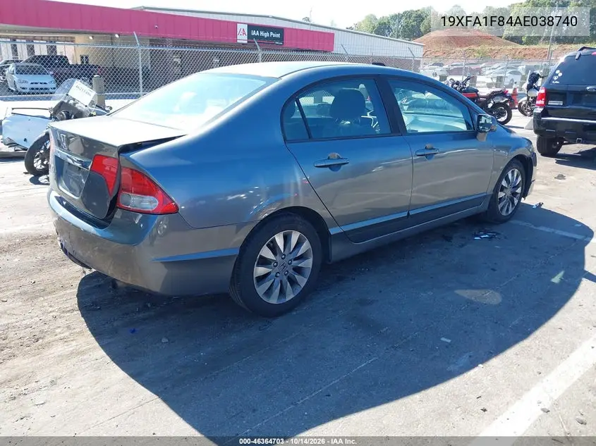2010 HONDA CIVIC VIN 19XFA1F84AE038740 — фото 4