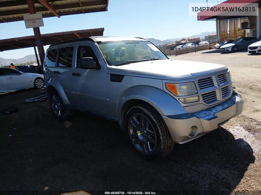 DODGE NITRO 2010, VIN 1D4PT4GK5AW163815