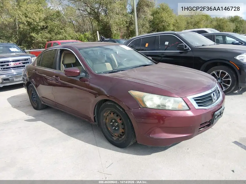 HONDA ACCORD 2010, VIN 1HGCP2F36AA146728