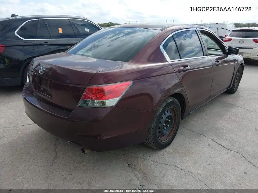 2010 HONDA ACCORD VIN 1HGCP2F36AA146728 — фото 4