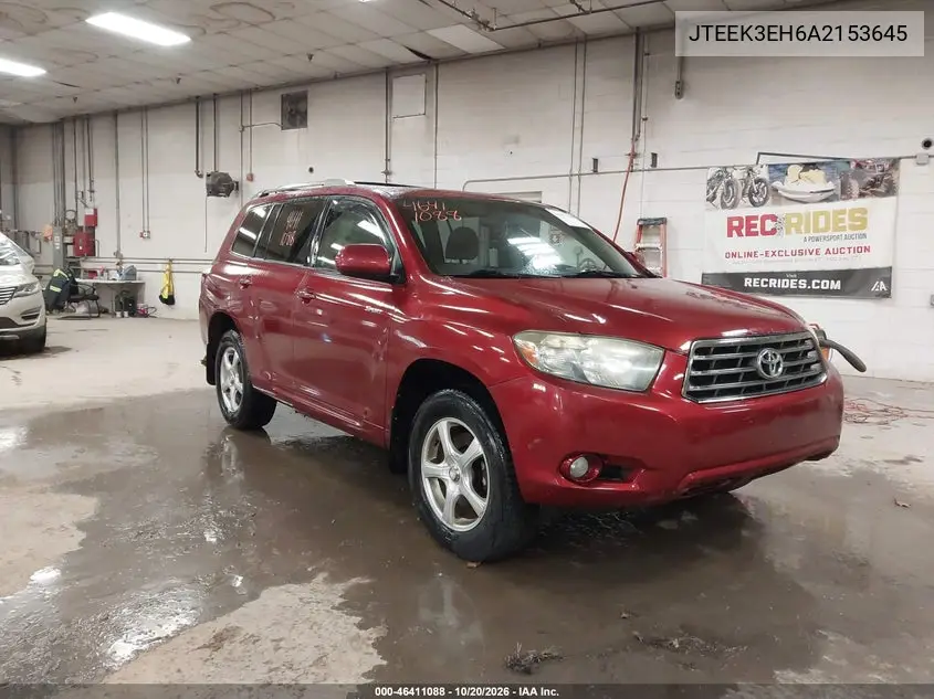 TOYOTA HIGHLANDER 2010, VIN JTEEK3EH6A2153645