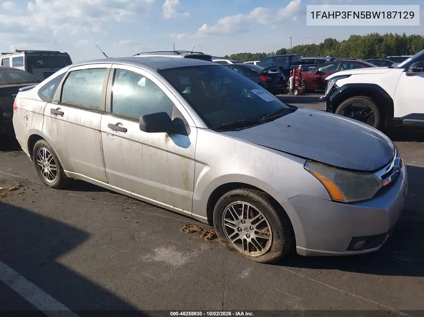 FORD FOCUS 2011, VIN 1FAHP3FN5BW187129
