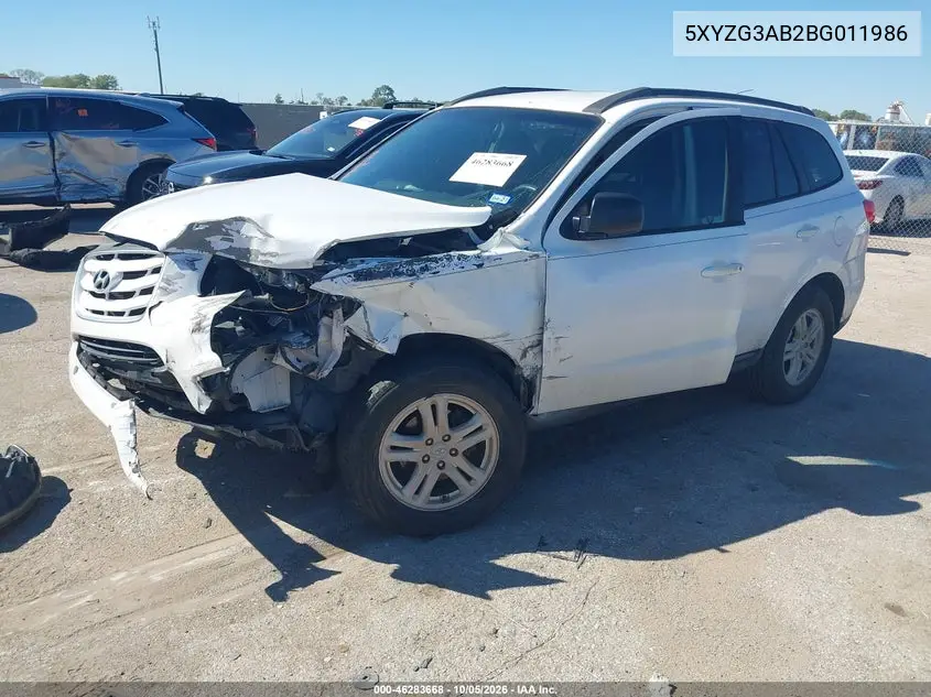 2011 HYUNDAI SANTA FE VIN 5XYZG3AB2BG011986 — фото 2