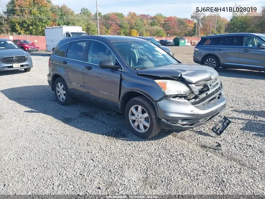 HONDA CR-V 2011, VIN 5J6RE4H41BL028019