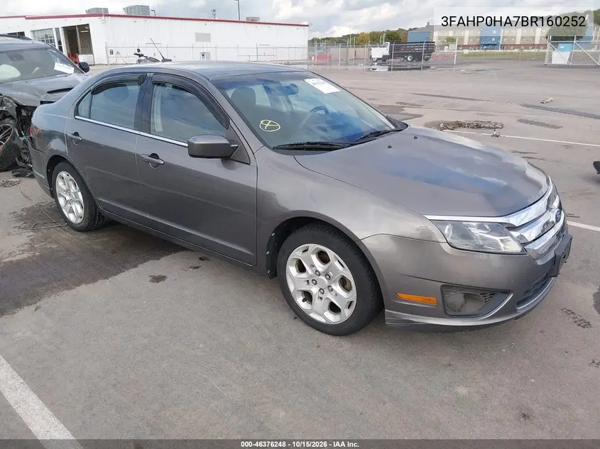 FORD FUSION 2011, VIN 3FAHP0HA7BR160252