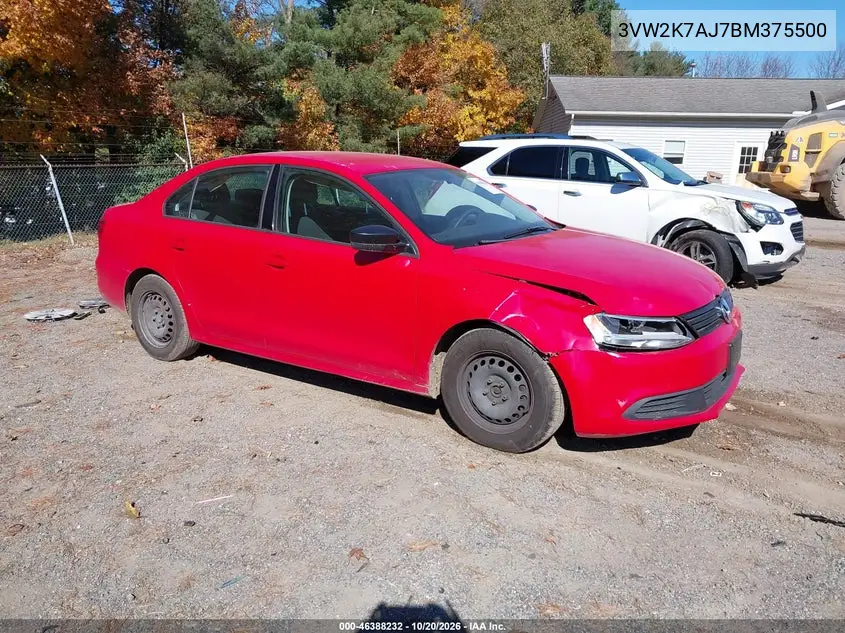 VOLKSWAGEN JETTA 2011, VIN 3VW2K7AJ7BM375500