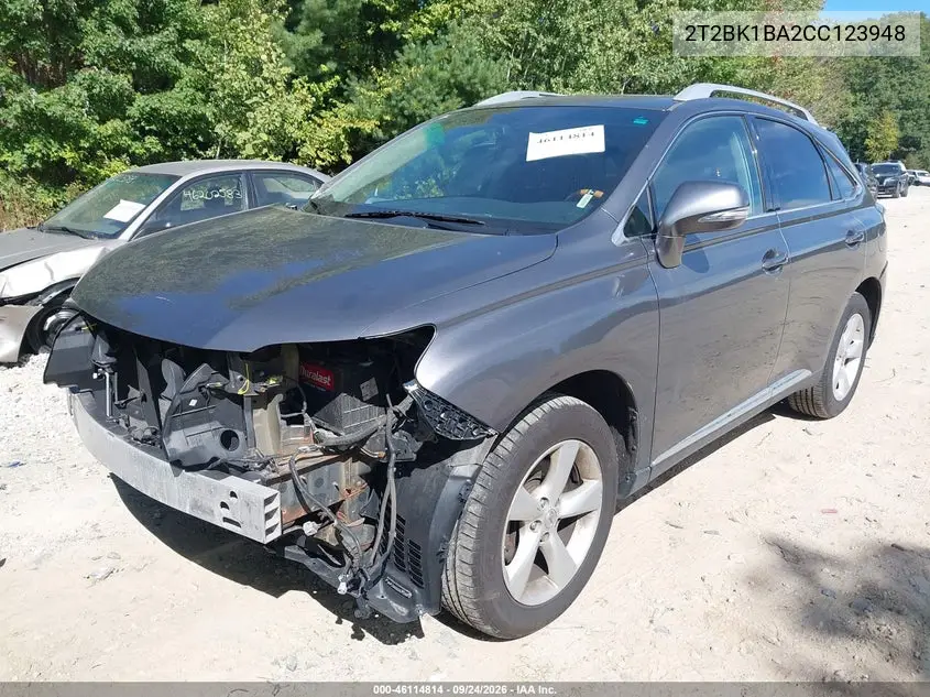 2012 LEXUS RX VIN 2T2BK1BA2CC123948 — фото 2