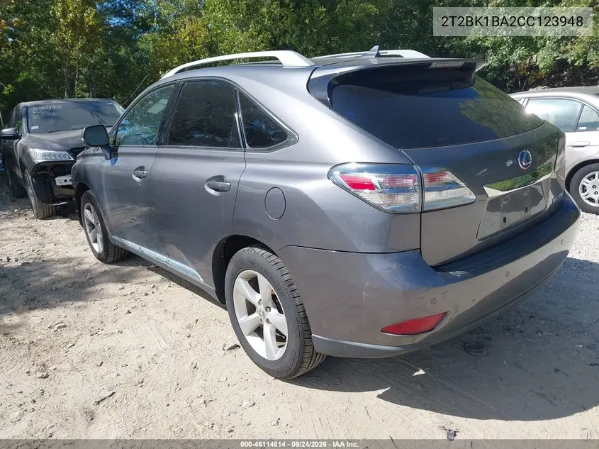 2012 LEXUS RX VIN 2T2BK1BA2CC123948 — фото 3