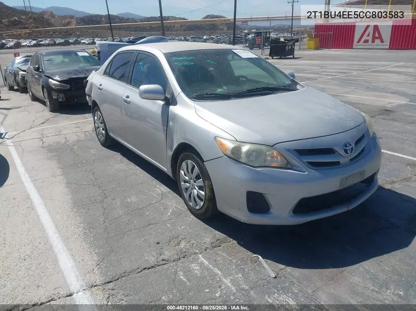 TOYOTA COROLLA 2012, VIN 2T1BU4EE5CC803583