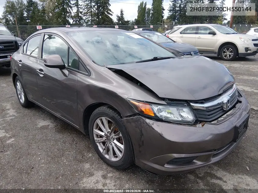 HONDA CIVIC 2012, VIN 2HGFB2F90CH550144
