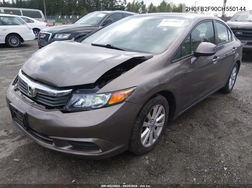 2012 HONDA CIVIC VIN 2HGFB2F90CH550144 — фото 2