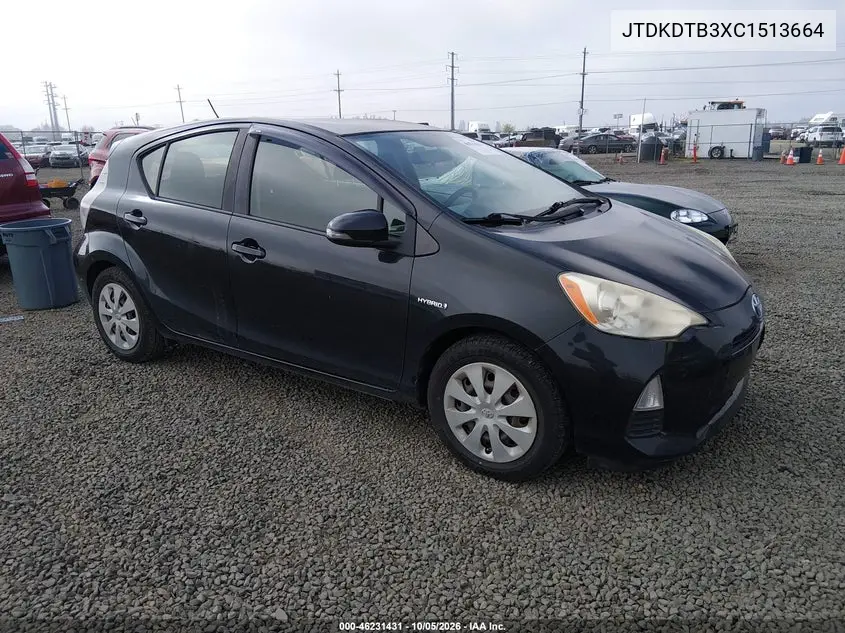 TOYOTA PRIUS C 2012, VIN JTDKDTB3XC1513664