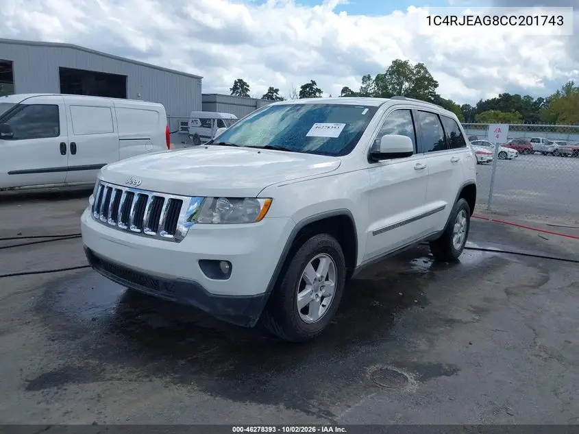 2012 JEEP GRAND CHEROKEE VIN 1C4RJEAG8CC201743 — фото 2