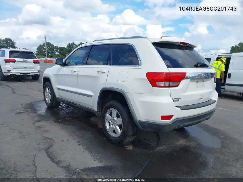 2012 JEEP GRAND CHEROKEE VIN 1C4RJEAG8CC201743 — фото 3