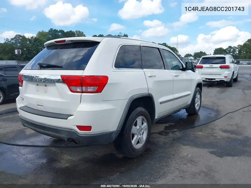 2012 JEEP GRAND CHEROKEE VIN 1C4RJEAG8CC201743 — фото 4