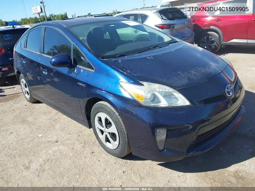 TOYOTA PRIUS 2012, VIN JTDKN3DU4C1509905