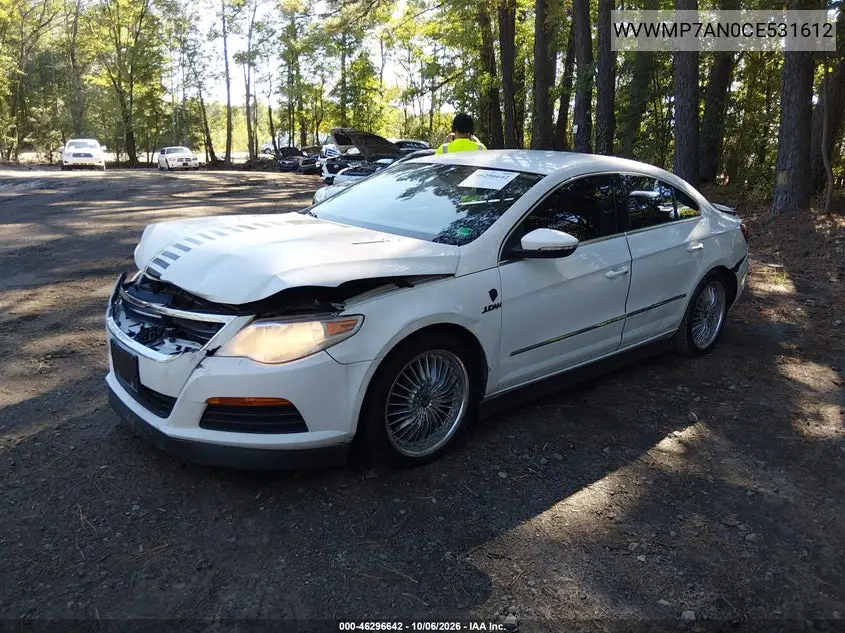 2012 VOLKSWAGEN PASSAT CC VIN WVWMP7AN0CE531612 — фото 2
