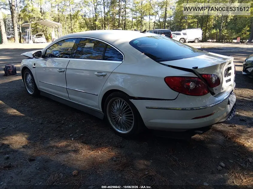 2012 VOLKSWAGEN PASSAT CC VIN WVWMP7AN0CE531612 — фото 3