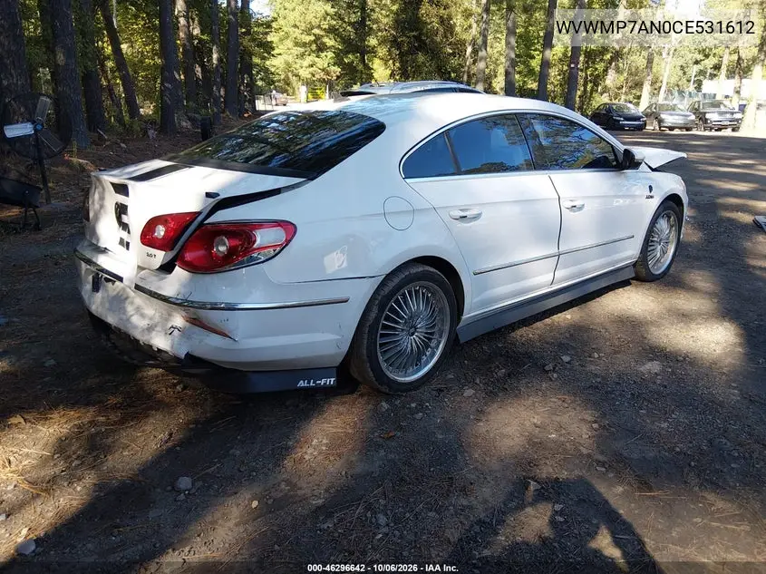 2012 VOLKSWAGEN PASSAT CC VIN WVWMP7AN0CE531612 — фото 4