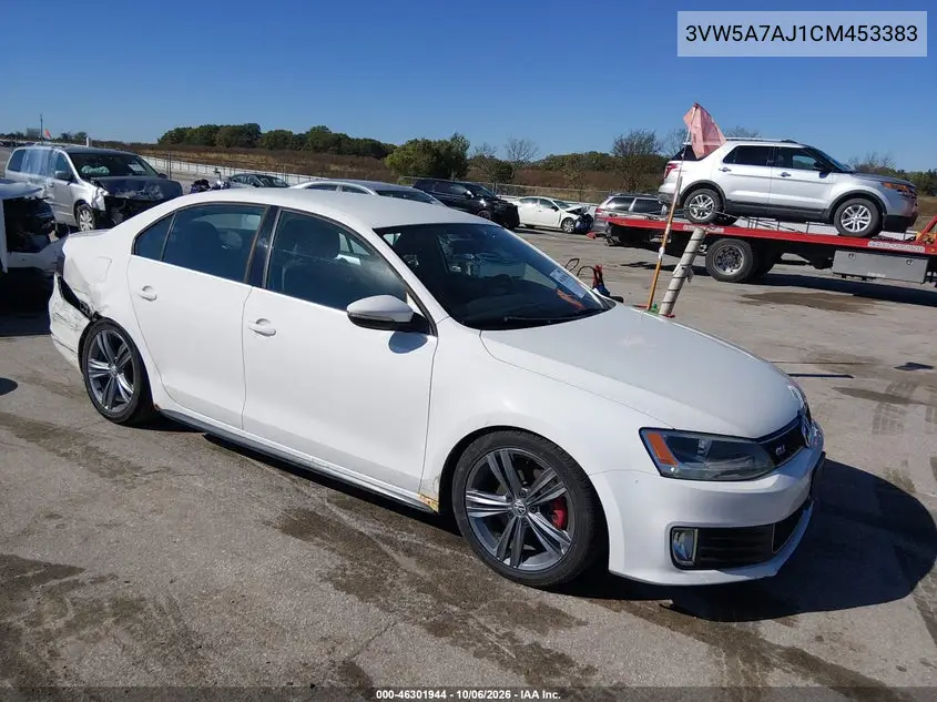 VOLKSWAGEN JETTA 2012, VIN 3VW5A7AJ1CM453383