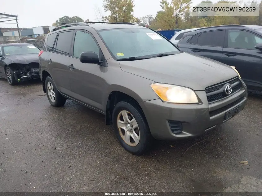 TOYOTA RAV 4 2012, VIN 2T3BF4DV6CW190259