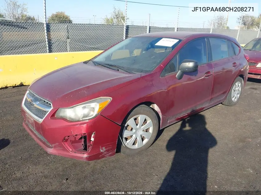 2012 SUBARU IMPREZA VIN JF1GPAA68CH208271 — фото 2