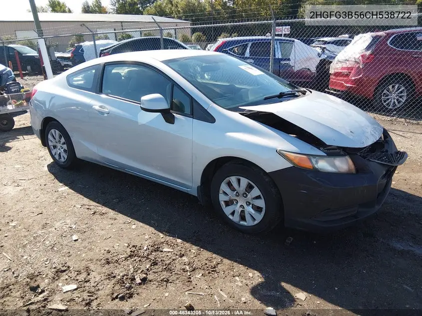 HONDA CIVIC 2012, VIN 2HGFG3B56CH538722