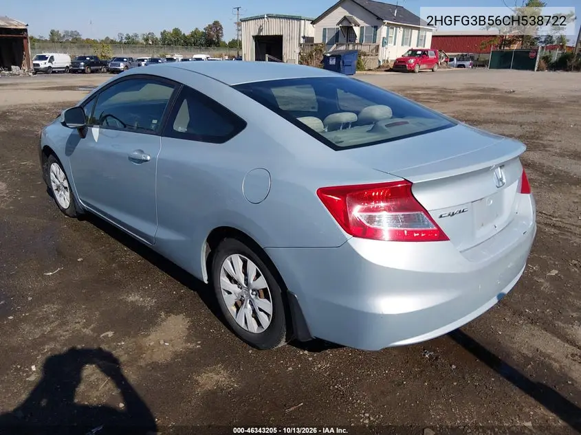 2012 HONDA CIVIC VIN 2HGFG3B56CH538722 — фото 3