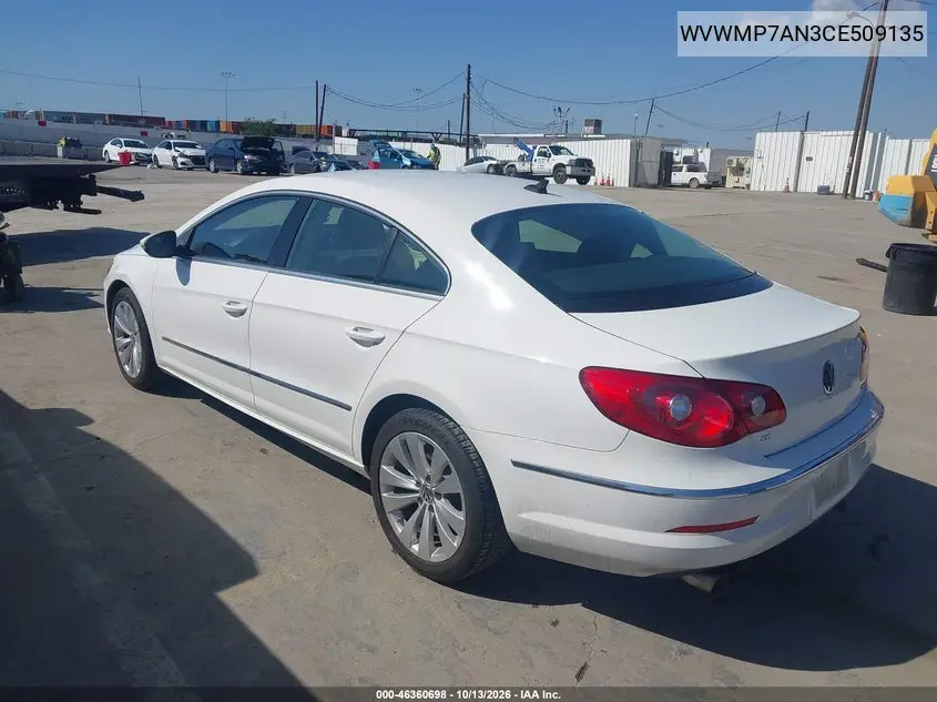 2012 VOLKSWAGEN PASSAT CC VIN WVWMP7AN3CE509135 — фото 3