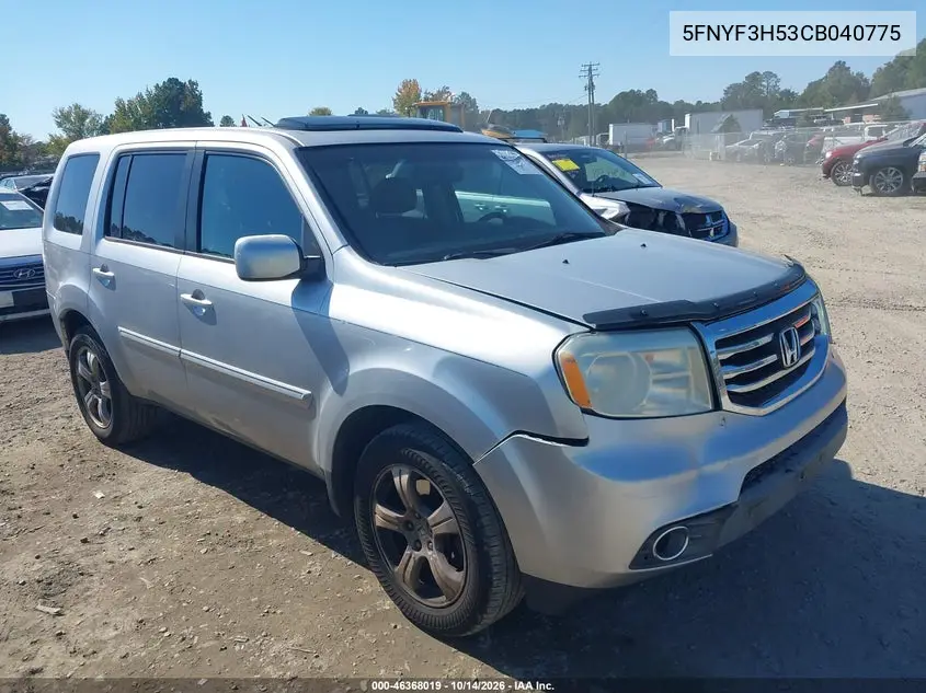 HONDA PILOT 2012, VIN 5FNYF3H53CB040775