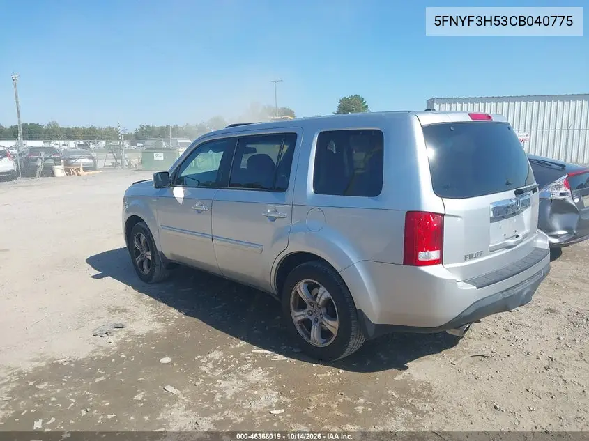 2012 HONDA PILOT VIN 5FNYF3H53CB040775 — фото 3