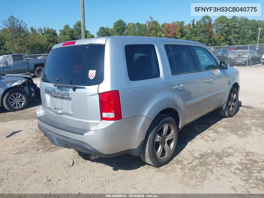 2012 HONDA PILOT VIN 5FNYF3H53CB040775 — фото 4