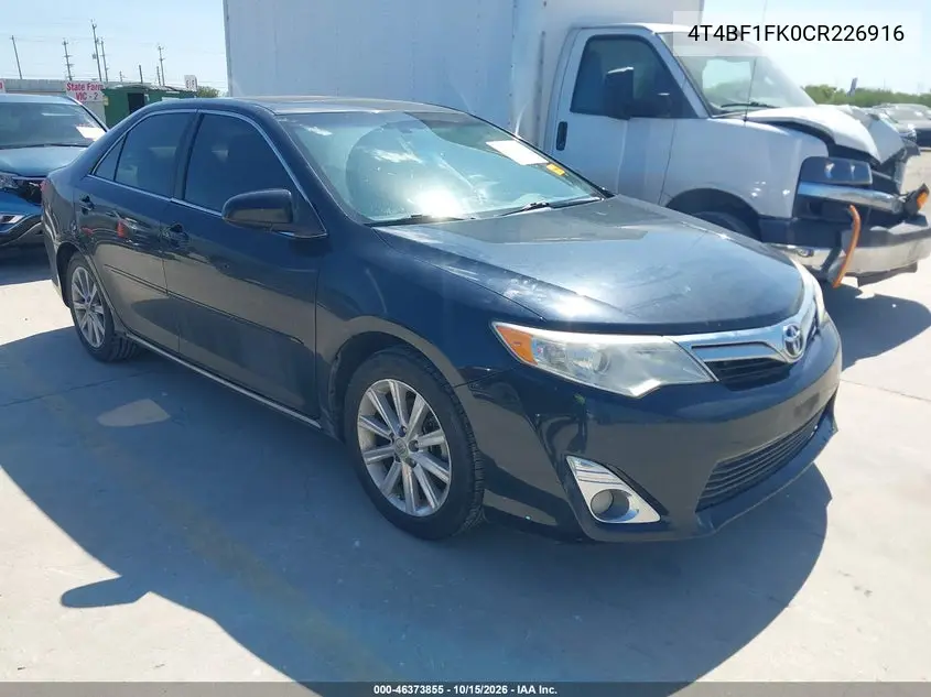 TOYOTA CAMRY 2012, VIN 4T4BF1FK0CR226916