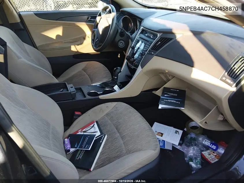 2012 HYUNDAI SONATA VIN 5NPEB4AC7CH458870 — фото 5