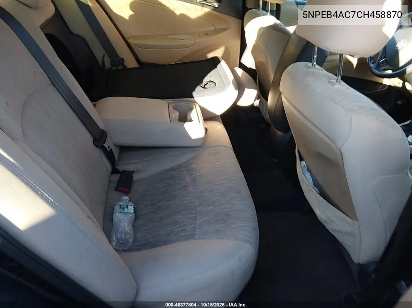 2012 HYUNDAI SONATA VIN 5NPEB4AC7CH458870 — фото 8