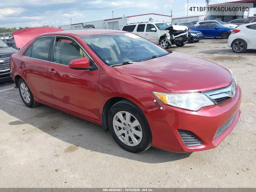 TOYOTA CAMRY 2012, VIN 4T1BF1FK6CU600150